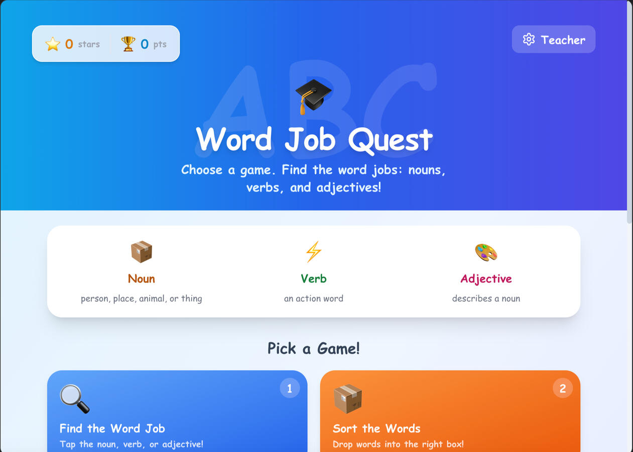 Nouns, Verbs, Adjectives